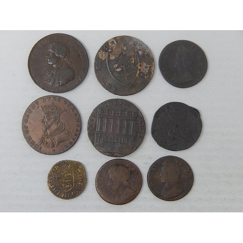 378 - George II Copper Farthings (3); George III Halfpenny; City of Yarmouth Halfpenny Token; 4 x Condor T... 