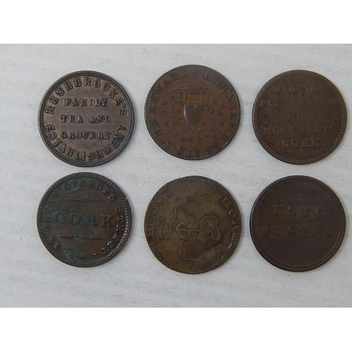 379 - Lothian Edinburgh Farthing; Kempson Farthing Token; Cork advertising Tokens(2); Staffordshire Farthi... 