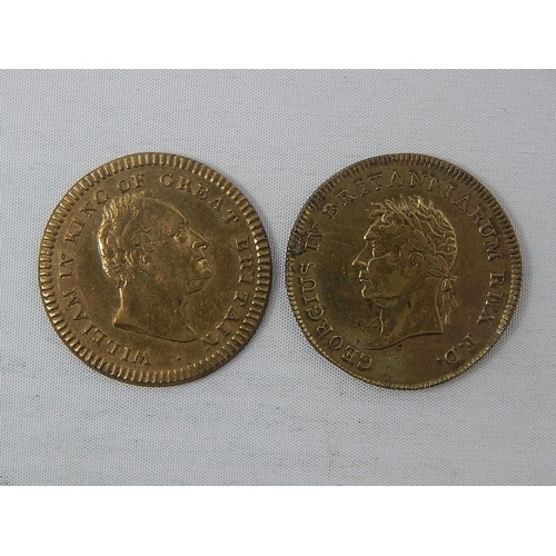 382 - George IV 1821 Gilt Coronation Medallion; William IV Gilt Medallion, both Extremely Fine