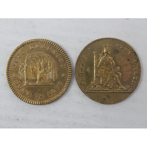 382 - George IV 1821 Gilt Coronation Medallion; William IV Gilt Medallion, both Extremely Fine