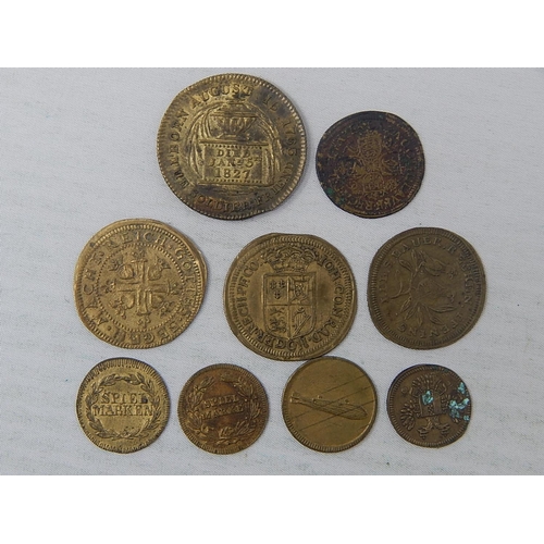 383 - Frederick Duke of York Gilt Medallet; Spiel Mark(4); Nuremberg thalers(3); Charles II token;  other ... 