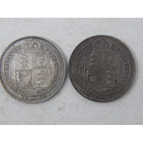 392 - Victoria Jubilee Head Silver Shillings 1887 (2) both EF to UNC