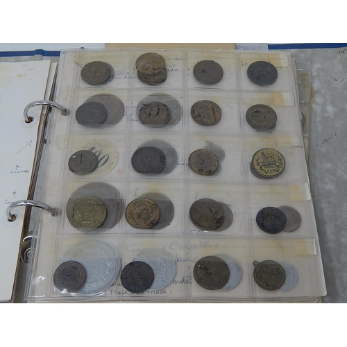 398 - Large collection of Victorian brass gaming tokens, Kruger ZAR Boer war imitation brass Ponds with in... 