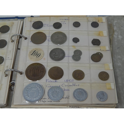 398 - Large collection of Victorian brass gaming tokens, Kruger ZAR Boer war imitation brass Ponds with in... 