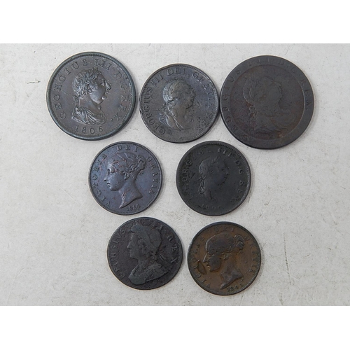 400 - George III Pennies 1797,1806; Halfpennies 1734, 1799, 1806, 1841, 1854; Fine to Very Fine a couple b... 