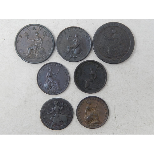 400 - George III Pennies 1797,1806; Halfpennies 1734, 1799, 1806, 1841, 1854; Fine to Very Fine a couple b... 