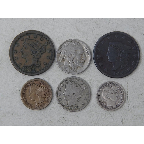 404 - USA 1 Cents 1834, 1848, 1862; 5 Cent 1896, 1926; Dime 1910 various states of preservation