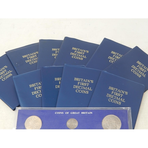 416 - Britain's First Decimal sets(10); Isle of Man Decimal Set; 1964 Year Set