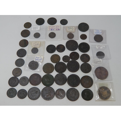 442 - A large collection of early George III Coinage; includes 1749 Copper Farthing; 1717 and 1718 Copper ... 