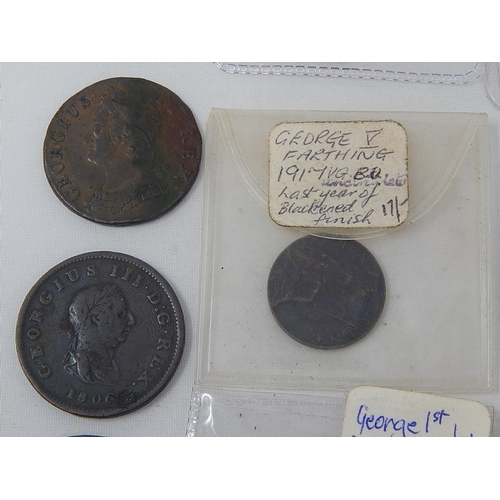 442 - A large collection of early George III Coinage; includes 1749 Copper Farthing; 1717 and 1718 Copper ... 