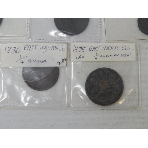 445 - Small collection of East India Company coins, etc