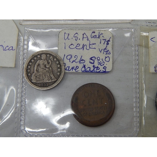 449 - USA Dime 1841; other misc USA coins, etc