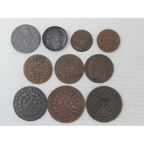 460 - Collection of early 1700's Copper coins and tokens