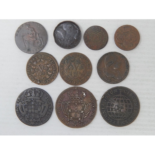 460 - Collection of early 1700's Copper coins and tokens