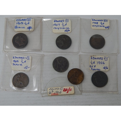 461 - Collection of Edward VII Farthings, all individually written up in vintage packets (8) Very Fine, a ... 