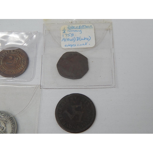 462 - USA Silver Medalet; India Half Rupee; 2 x early IOM coins; others (2)