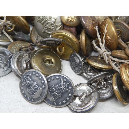 471 - a large collection of Military buttons in tin container