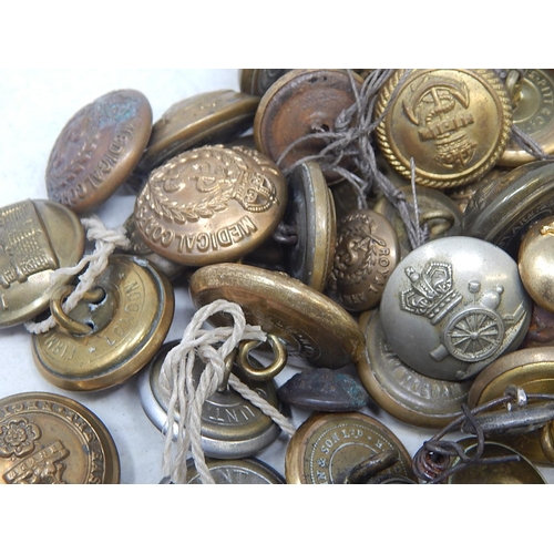 471 - a large collection of Military buttons in tin container