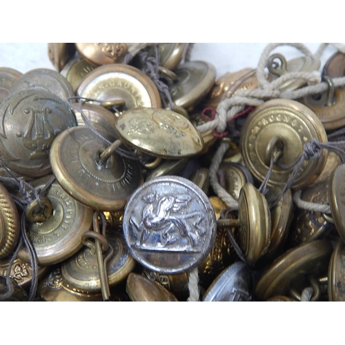 471 - a large collection of Military buttons in tin container