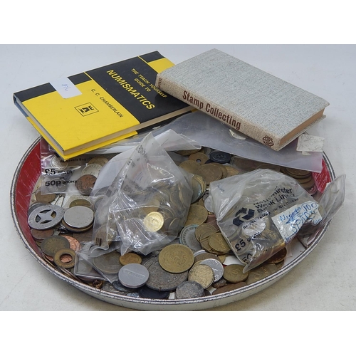 476 - collection of mixed coins and tokens and 2 x Numismatic books