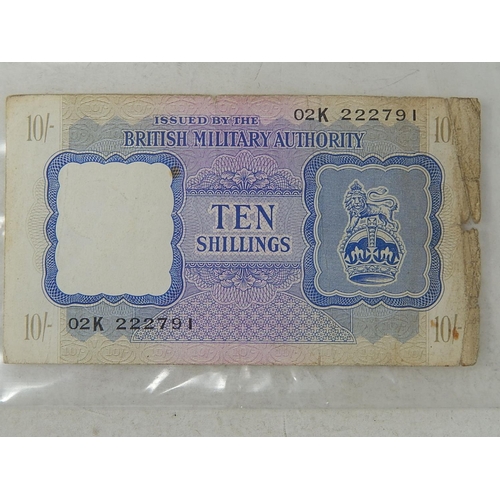 120 - British Military Authority 10 Shilling Banknote Scarce