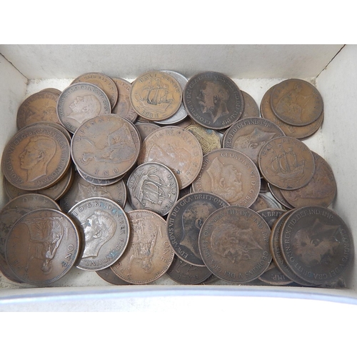 131 - Large Quantity of World Coins & British Pennies etc in two boxes including a Vintage Cartier Box