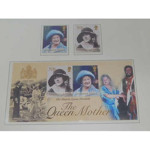 266 - The Queen Mother 1900-2002 de-luxe stamp and colour illustrated cover collection housed in black alb... 