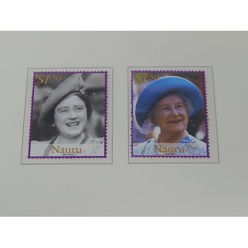 266 - The Queen Mother 1900-2002 de-luxe stamp and colour illustrated cover collection housed in black alb... 