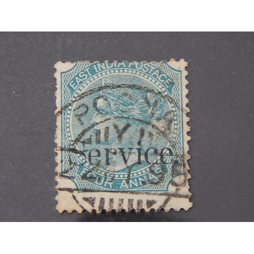 268 - East India Postage Queen Victoria Four Annas overprinted 'Service' VFU cat £160