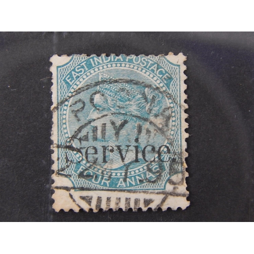 268 - East India Postage Queen Victoria Four Annas overprinted 'Service' VFU cat £160