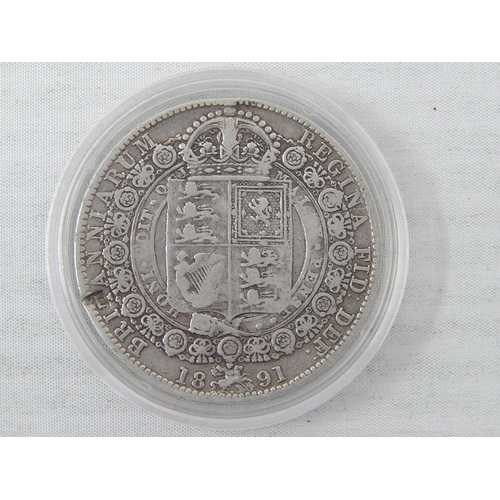 11 - Victoria Jubilee Head Silver Double Florin 1887 enamel reverse; Silver Halfcrown 1891; Silver Shilli... 