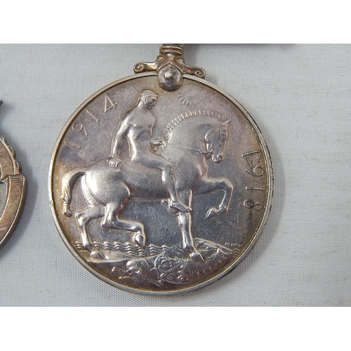 16 - WWI Silver Medal together with 3 x Silver fobs