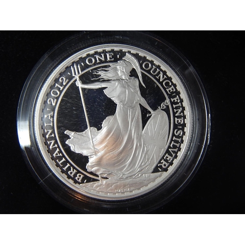 23 - 2012 Britannia Proof Silver One Ounce in Royal Mint case of issue with COA