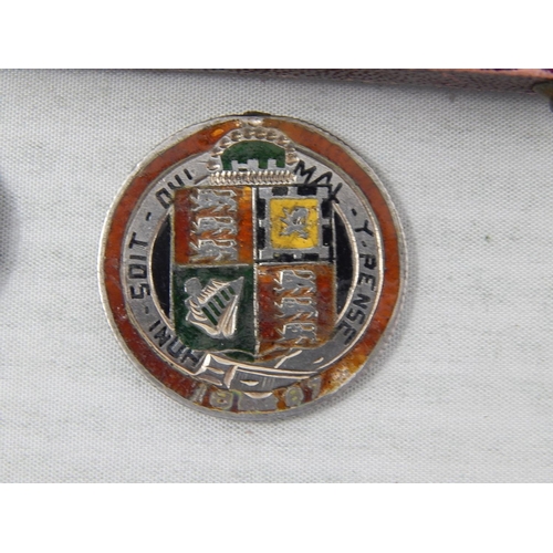 140 - Georgian Half Guinea Weight: Enamelled Victorian Silver Shilling: Box of Tokens + a Nore 3 Battalion... 