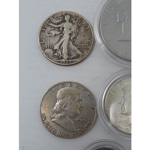 1 - USA Coinage 1 Cent Indian Head 1901, Lincoln 1956D; 5 Cents 1940, 1957; Silver Dime 1894; Silver Hal... 