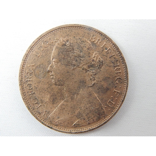 27 - Victoria Young Head Bronze Halfpenny 1876H about Uncirculated with much red lustre