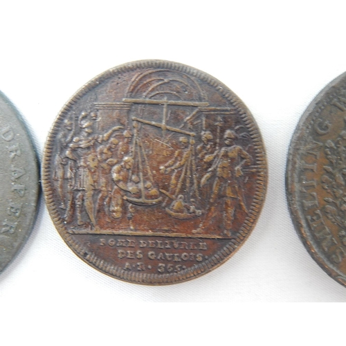 36 - 'Dassier' early copper Medal; Norwich Castle Penny Token; British Copper Company 1812 Penny Token; 1... 