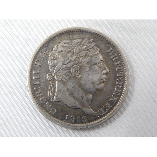 61 - George III Shilling 1816 nicely toned, Extremely Fine or better