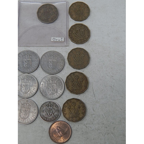 68 - Group of Key Date coinage:  Farthing 1956; Penny 1912H; Brass Threepences 1946(3), 1949, 1950(4), 19... 