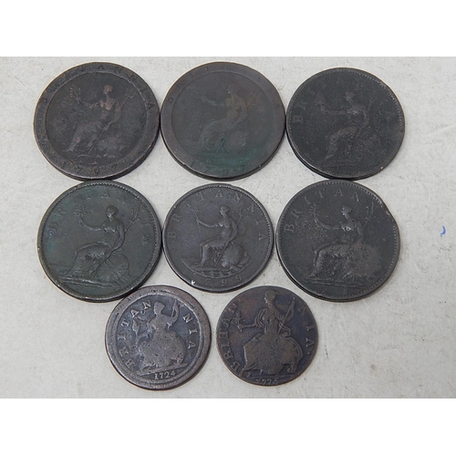 69 - George I Halfpenny 1724; George II Halfpenny 1775; George III Halfpenny 1806; George III Pennies 179... 