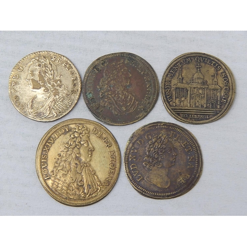 71 - Louis XIV Jetton; Lud XIIII; Queen Anne; others, generally Fine to Very Fine, a couple better