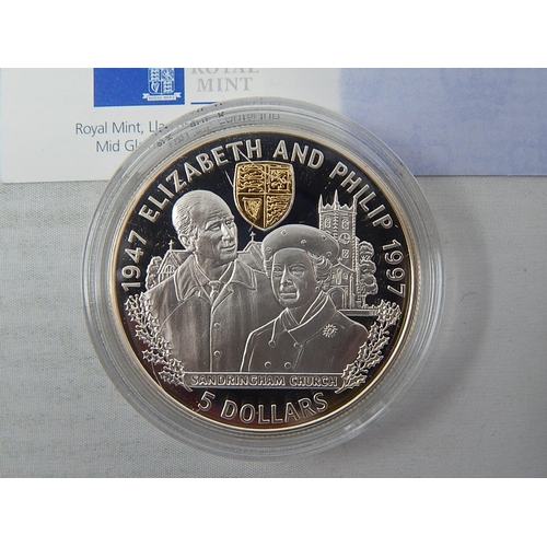 84 - Golden Wedding Sterling (.925) Silver 12 x One Ounce Proof coins with gold plated cameo with COAs