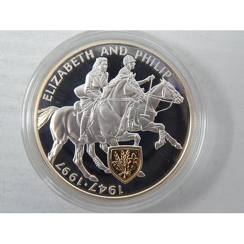 84 - Golden Wedding Sterling (.925) Silver 12 x One Ounce Proof coins with gold plated cameo with COAs