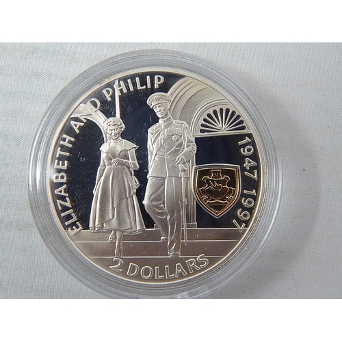 84 - Golden Wedding Sterling (.925) Silver 12 x One Ounce Proof coins with gold plated cameo with COAs