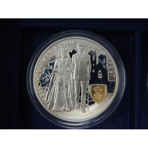 85 - Golden Wedding Sterling (.925) Silver 10 x One Ounce Proof coins, together with 2 x smaller coins mo... 