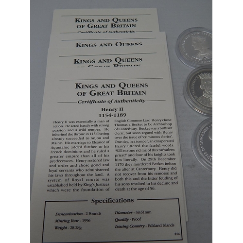 92 - Kings and Queens of Great Britain Proof .925 Sterling Silver Crown-Size coins x 12 with COAs