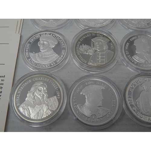 93 - Kings and Queens of Great Britain Proof .925 Sterling Silver Crown-Size coins x 12 with COAs