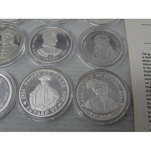 93 - Kings and Queens of Great Britain Proof .925 Sterling Silver Crown-Size coins x 12 with COAs