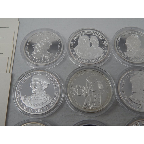 93 - Kings and Queens of Great Britain Proof .925 Sterling Silver Crown-Size coins x 12 with COAs