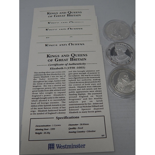 93 - Kings and Queens of Great Britain Proof .925 Sterling Silver Crown-Size coins x 12 with COAs